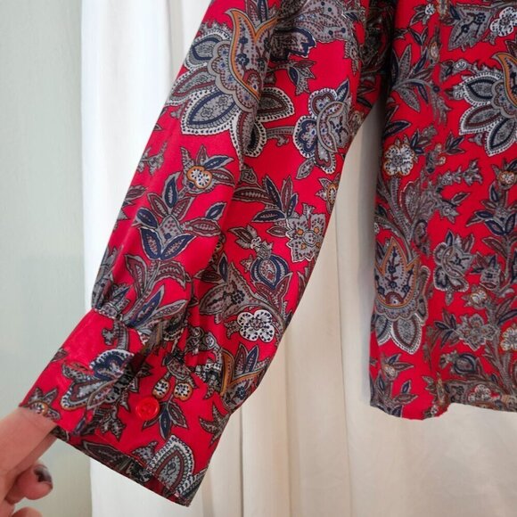 Paisley bow tie Blouse Alfred Dunner Size 14 - Picture 5 of 8